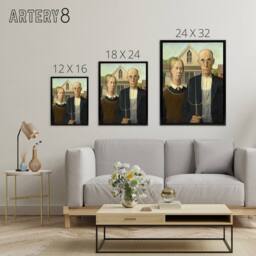 "Artery8 Grant Wood American Gothic Framed Canvas Wall Art Print - Size: W12"" x H16""" - thumbnail 4