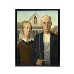 "Artery8 Grant Wood American Gothic Framed Canvas Wall Art Print - Size: W12"" x H16""" - thumbnail 1