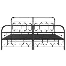 Berkfield Home Metal Bed Frame without Mattress with Footboard Black 183x213cm - Size: 183x213 cm - thumbnail 4