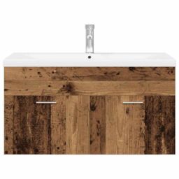 Berkfield Home Sink Cabinet with Built-in Basin Old Wood Engineered Wood in Brown - thumbnail 6