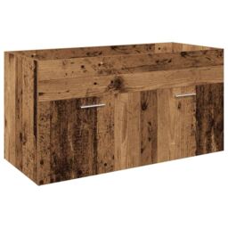 Berkfield Home Sink Cabinet with Built-in Basin Old Wood Engineered Wood in Brown - thumbnail 4