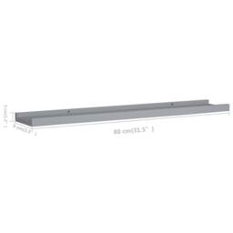 Berkfield Home Picture Frame Ledge Shelves 2 pcs Grey 80x9x3 cm MDF - Size: 80 x 9 x 3 cm - thumbnail 8
