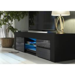 Creative Furniture Loom TV Unit 130cm - Black with Gloss Doors & LED Lights - thumbnail 4