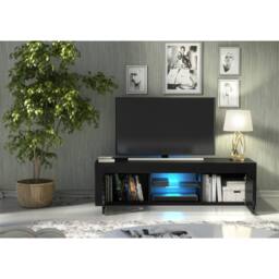 Creative Furniture Loom TV Unit 130cm - Black with Gloss Doors & LED Lights - thumbnail 3
