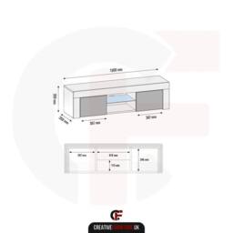 Creative Furniture Loom TV Unit 130cm - Black with Gloss Doors & LED Lights - thumbnail 7