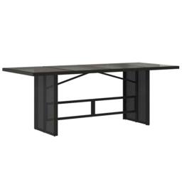 Berkfield Home Garden Table with Glass Top Black 190x80x74 cm Poly Rattan - Size: 190 x 80 x 74 cm - thumbnail 6
