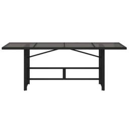 Berkfield Home Garden Table with Glass Top Black 190x80x74 cm Poly Rattan - Size: 190 x 80 x 74 cm - thumbnail 4