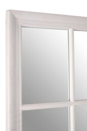 Orsina Grey Flat Wood Wall Mirror, 130x100cm Rectangle Mirror With 16 Panels & Hanging Hooks, Rustic Wall Décor in White - Size: 130x100 cm - thumbnail 3