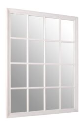 Orsina Grey Flat Wood Wall Mirror, 130x100cm Rectangle Mirror With 16 Panels & Hanging Hooks, Rustic Wall Décor in White - Size: 130x100 cm - thumbnail 2