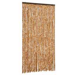 Berkfield Home Fly Curtain Ochre & White 100x230 cm Chenille in Yellow - thumbnail 2