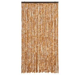 Berkfield Home Fly Curtain Ochre & White 100x230 cm Chenille in Yellow - thumbnail 3