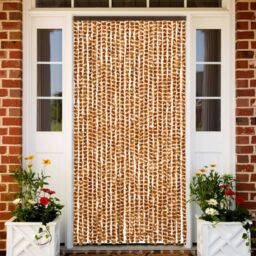 Berkfield Home Fly Curtain Ochre & White 100x230 cm Chenille in Yellow