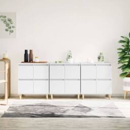 Berkfield Home Sideboards 3 pcs White 60x35x70 cm Engineered Wood - Size: 60 x 35 x 70 cm - thumbnail 2