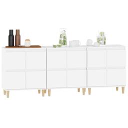 Berkfield Home Sideboards 3 pcs White 60x35x70 cm Engineered Wood - Size: 60 x 35 x 70 cm - thumbnail 4