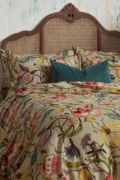 Edinburgh Weavers Morton 200 Thread Count Floral Premium Cotton Sateen Piped Duvet Cover Set in Cream - Size: Double - thumbnail 2