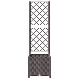 Berkfield Home Garden Planter with Trellis Brown 40x40x136 cm PP - Size: 40 x 40 x 136 cm - thumbnail 4