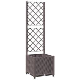 Berkfield Home Garden Planter with Trellis Brown 40x40x136 cm PP - Size: 40 x 40 x 136 cm - thumbnail 3