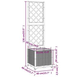 Berkfield Home Garden Planter with Trellis Brown 40x40x136 cm PP - Size: 40 x 40 x 136 cm - thumbnail 8