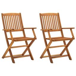 Berkfield Home Durable Folding Outdoor Chairs 2 pcs Solid Acacia Wood in Brown - thumbnail 2