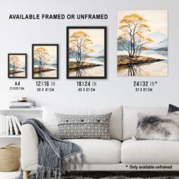 "Artery8 Wall Art Print Loch Lomond Reflections Scotland Ben Lomond Calm Artwork Painting Art Framed in Black - Size: W12"" x H16""" - thumbnail 3