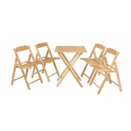 Voltico Tramontina 5 Piece Folding Wooden Garden Bistro Set with 4 Chairs Brand in Light Brown - thumbnail 3