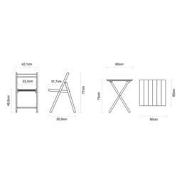 Voltico Tramontina 5 Piece Folding Wooden Garden Bistro Set with 4 Chairs Brand in Light Brown - thumbnail 6