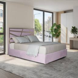 Casani Enborne Upholstered Soft Velvet Pink Metal Designer Bed Frame - Size: Single - thumbnail 1
