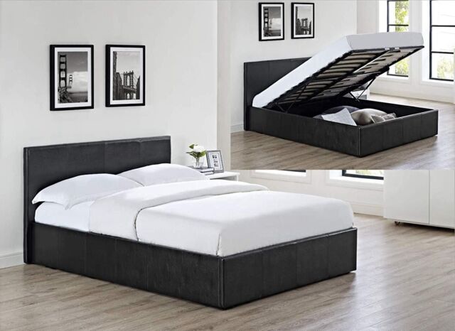 KOSY KOALA Ottoman Storage Black Faux Leather Bed Side Lift 3ft Single Bed Frame - image 1