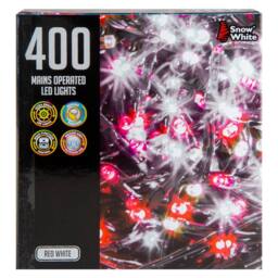 VFM e-Store Christmas Red White String Lights 400 Bulbs 12m x 1cm Multicolour X 1 - Size: 12m x 1 cm - thumbnail 1
