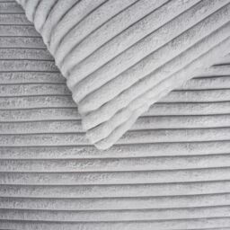 OHS Ribbed Duvet Cover Faux Fur Winter Warm Bedding Set in Silver - Size: Super King - thumbnail 4