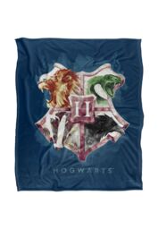 Warner Brothers Harry Potter Hogwarts Crest Wash Blanket 152 x 127 cm in White - thumbnail 1