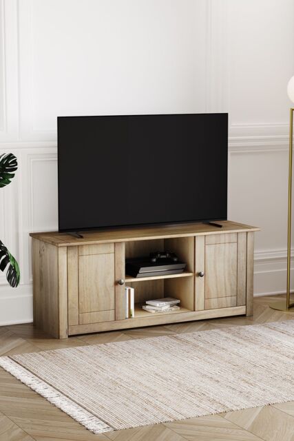 Home Discount Vida Designs Panama 2 Door 1 Shelf TV Stand Unit Storage Cabinet up to 55 inches in Brown - image 1