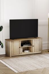 Home Discount Vida Designs Panama 2 Door 1 Shelf TV Stand Unit Cabinet upto 55 in in Brown