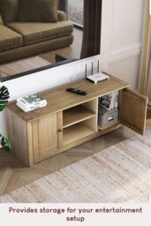 Home Discount Vida Designs Panama 2 Door 1 Shelf TV Stand Unit Storage Cabinet up to 55 inches in Brown - thumbnail 6