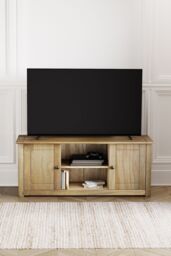 Home Discount Vida Designs Panama 2 Door 1 Shelf TV Stand Unit Storage Cabinet up to 55 inches in Brown - thumbnail 2