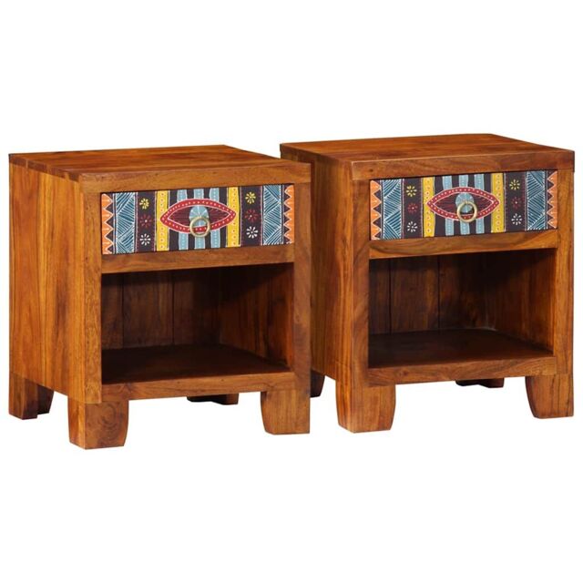 Berkfield Home Bedside Cabinet 2 pcs 40x35x45 cm Solid Wood Acacia in Brown - Size: 40 x 35 x 45 cm - image 1