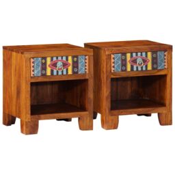Berkfield Home Bedside Cabinet 2 pcs 40x35x45 cm Solid Wood Acacia in Brown - Size: 40 x 35 x 45 cm - thumbnail 1
