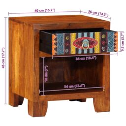 Berkfield Home Bedside Cabinet 2 pcs 40x35x45 cm Solid Wood Acacia in Brown - Size: 40 x 35 x 45 cm - thumbnail 9