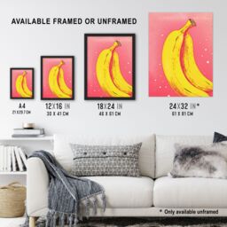 "Artery8 Wall Art Print Simple Banana Minimal Kitchen Art Minimalist Interior Decor Poster - Size: W12"" x H16""" - thumbnail 3