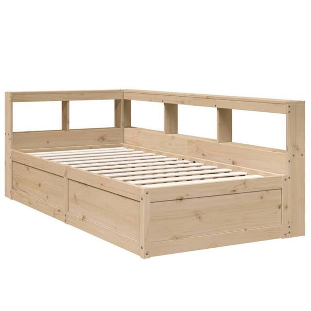 Berkfield Home Decorative Bookcase Bed without Mattress 90x190cm Solid Wood Pine in Light Tan - Size: 90x190 cm - image 1