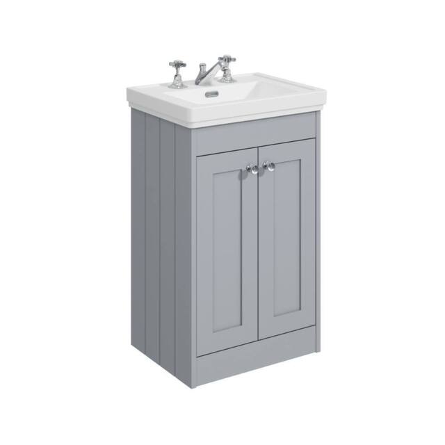 Balterley 500mm Floor Standing 2 Door Unit with Basin 3 Tap Hole - Satin Grey - image 1