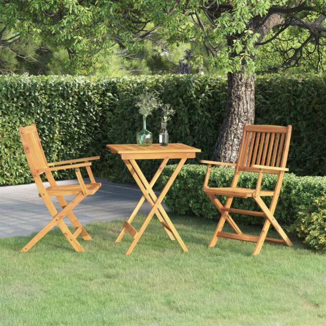 Berkfield Home 3 Piece Folding Garden Dining Set Solid Acacia Wood in Brown - image 1