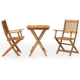 Berkfield Home 3 Piece Folding Garden Dining Set Solid Acacia Wood in Brown - thumbnail 2