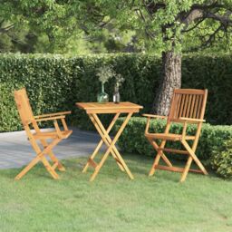 Berkfield Home 3 Piece Folding Garden Dining Set Solid Acacia Wood in Brown - thumbnail 1