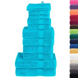 Berkfield Home 12 Piece Premium Towel Set SOLUND Turquoise 600 gsm in Blue - thumbnail 2