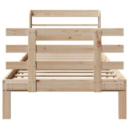 Berkfield Home Bed Frame with Headboard without Mattress 90x190 cm Single in Brown - thumbnail 4