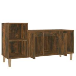 Berkfield Home TV Cabinet Smoked Oak 100x35x55 cm Engineered Wood in Brown - Size: 100 x 35 x 55 cm - thumbnail 6