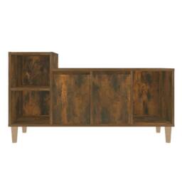 Berkfield Home TV Cabinet Smoked Oak 100x35x55 cm Engineered Wood in Brown - Size: 100 x 35 x 55 cm - thumbnail 5