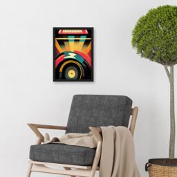 Artery8 Retro Record Player DJ Decks Turntable Abstract Print Artwork Framed Wall Art Print A4 in Black - thumbnail 2