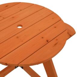 Berkfield Home Picnic Table for 4 Kids with Umbrella Hole Round Solid Wood Fir in Brown - thumbnail 7